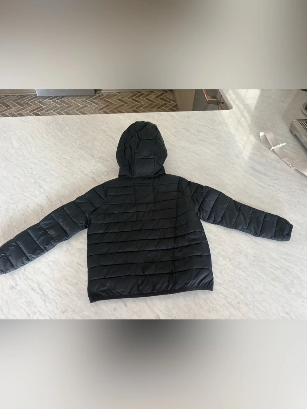 GAP Black Hooded Puffer Jacket Size XS 4/5